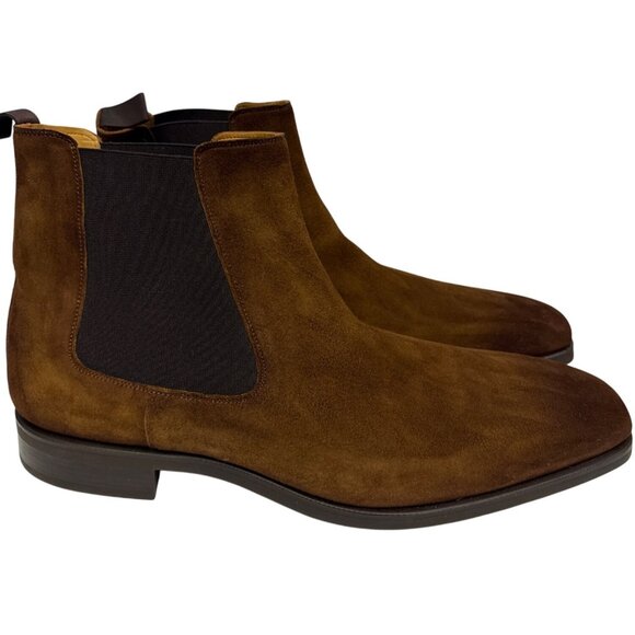 Magnanni Eddison Men's Chelsea Boot Brown Suede Dress Shoes Pull On Size 13 NEW - Picture 1 of 8